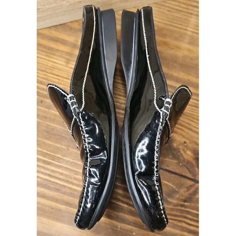 Cole Haan Women Sz 8.5B Patent Leather Black Mule Loafers‎ Career #441
